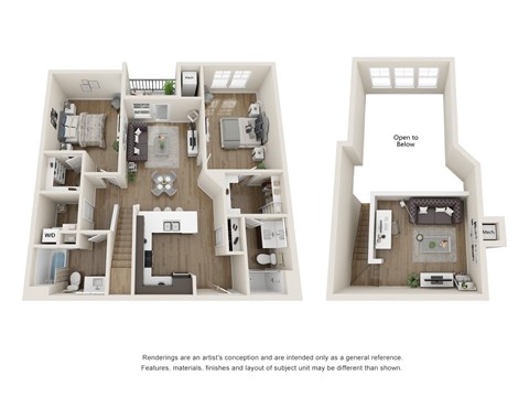 Floor plan for 2 beds, 2 baths, 1325 sqft